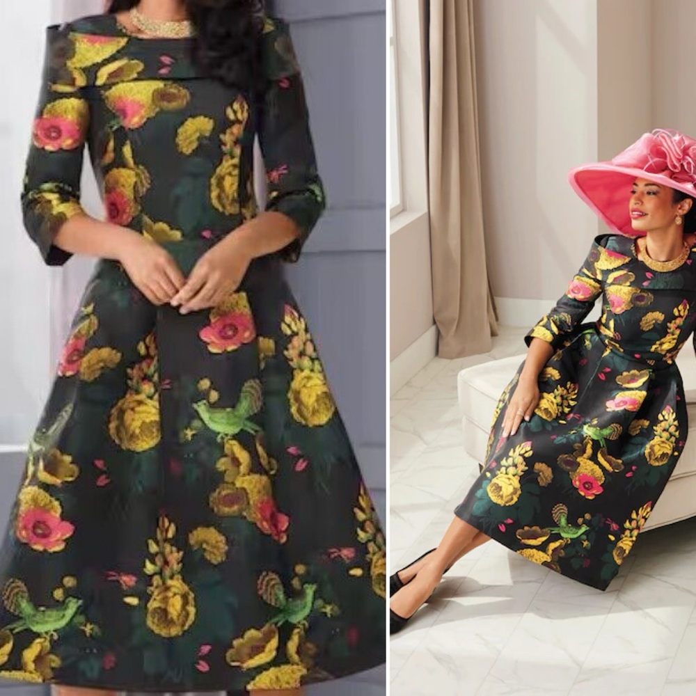 Ashro Black Floral Dress unique gown - Picture 5 of 16